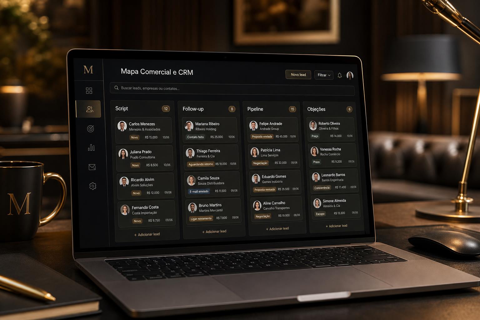 Mapa comercial e CRM